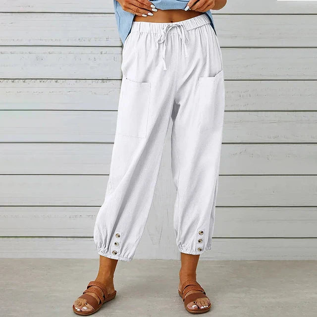 daisy | high waist relaxed pants white