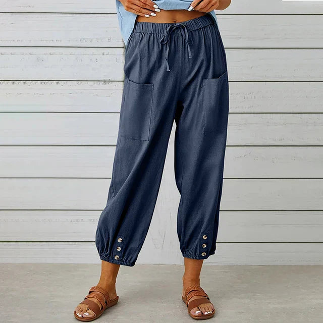 daisy | high waist relaxed pants navy blue