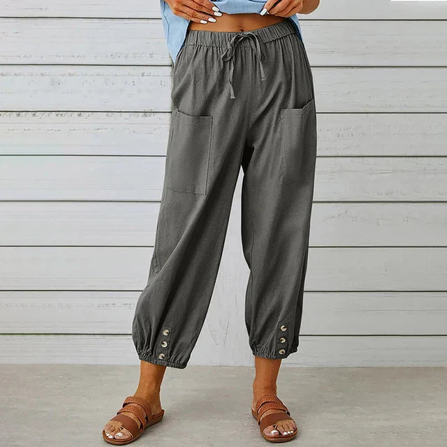 daisy | high waist relaxed pants dark grey