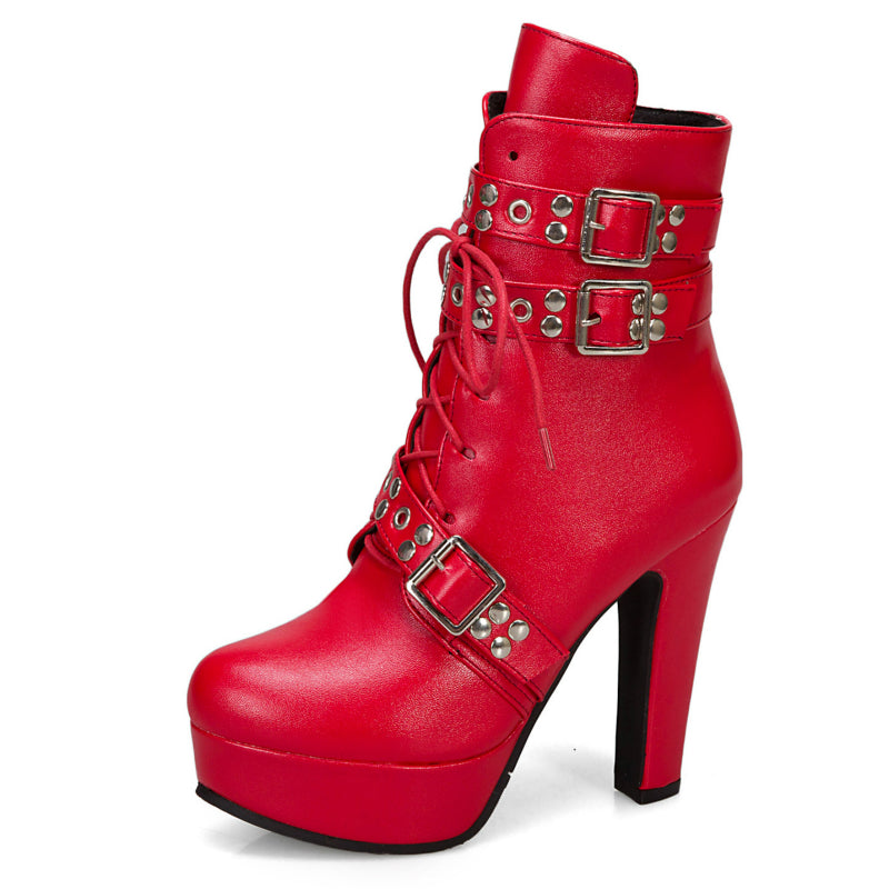 Women's Ankle Boots with High Heel and Plush Lining