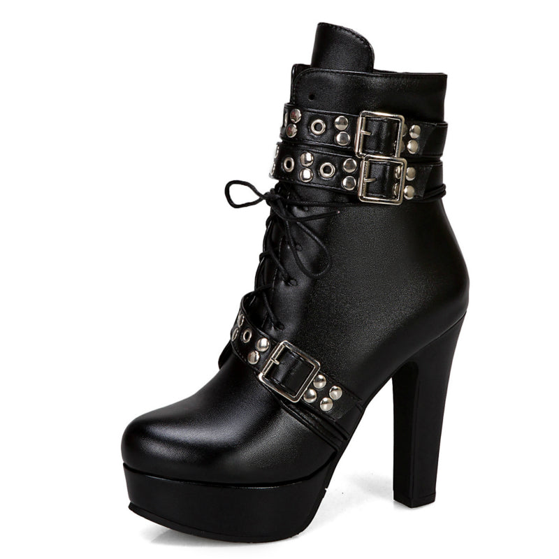 Women's Ankle Boots with High Heel and Plush Lining