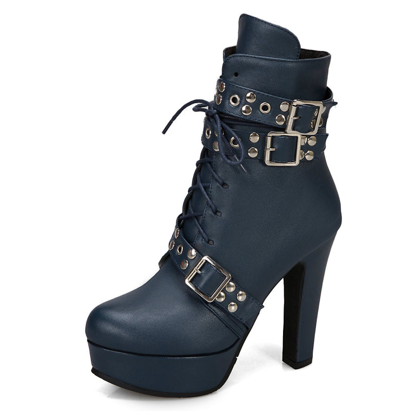 Women's Ankle Boots with High Heel and Plush Lining