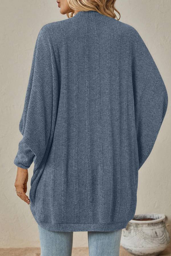 Women's Batwing Sleeve Cardigan with V-Neck in Loose Knit