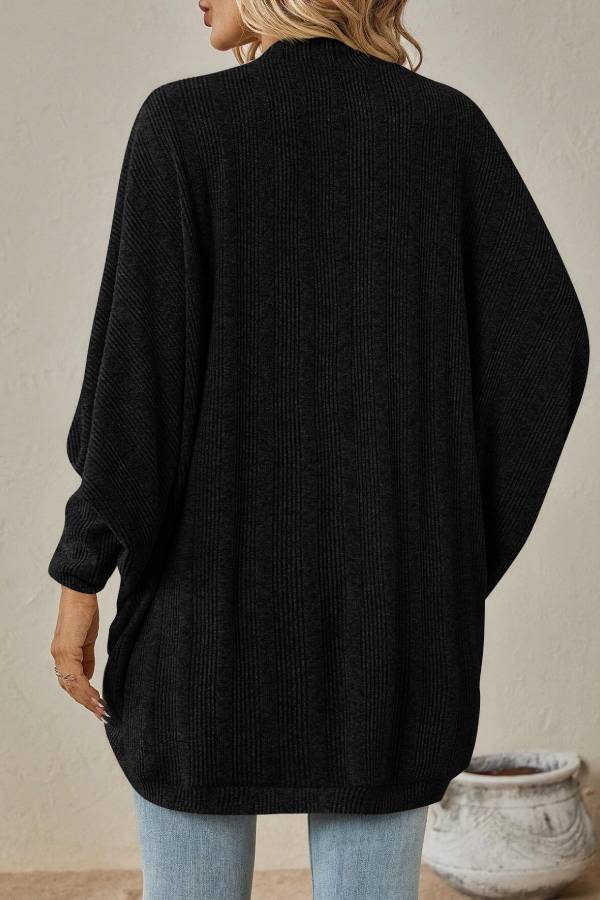 Women's Batwing Sleeve Cardigan with V-Neck in Loose Knit