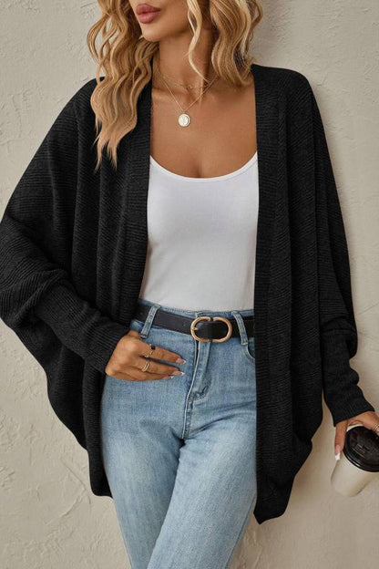 Women's Batwing Sleeve Cardigan with V-Neck in Loose Knit