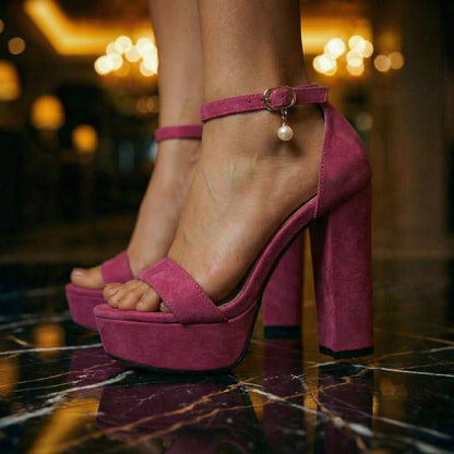 Women's Block Heel Sandals with Adjustable Ankle Strap