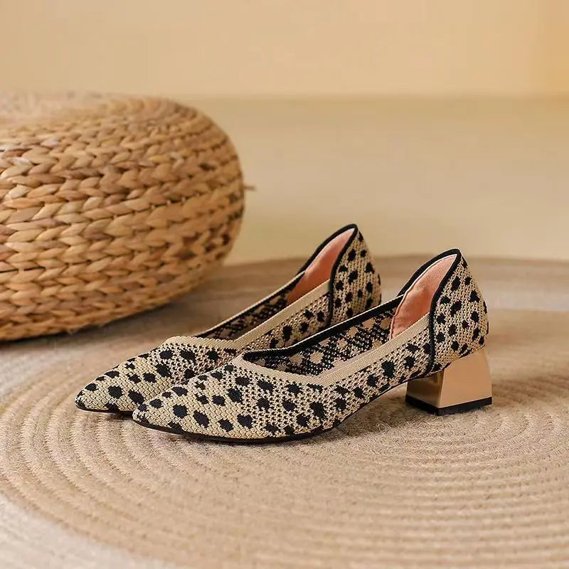 Women's Block Heel Shoes with Cushioned Insole