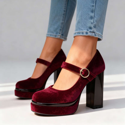 Women's Block Heel Shoes with Cushioned Insole