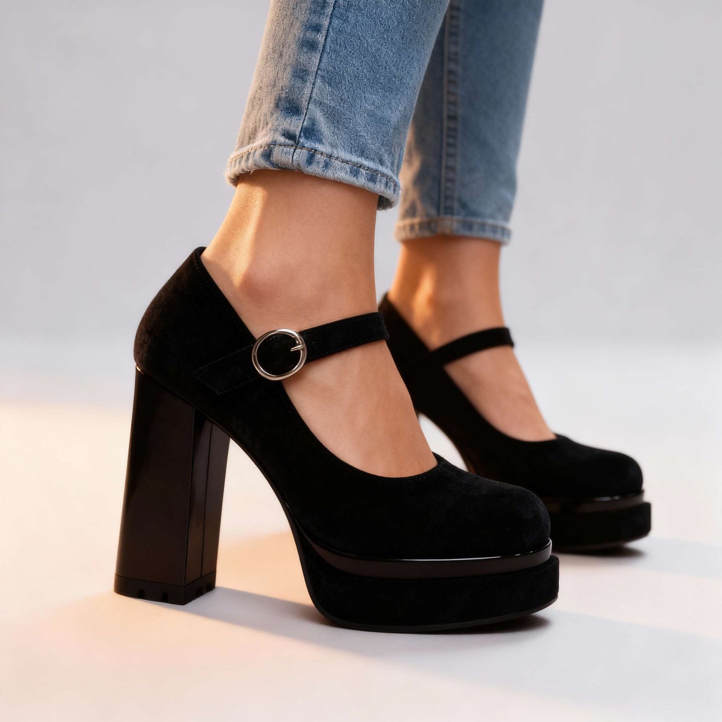 Women's Block Heel Shoes with Cushioned Insole