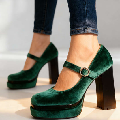 Women's Block Heel Shoes with Cushioned Insole