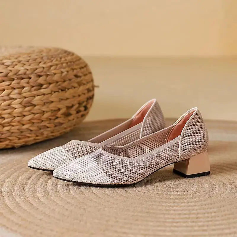 Women's Block Heel Shoes with Cushioned Insole