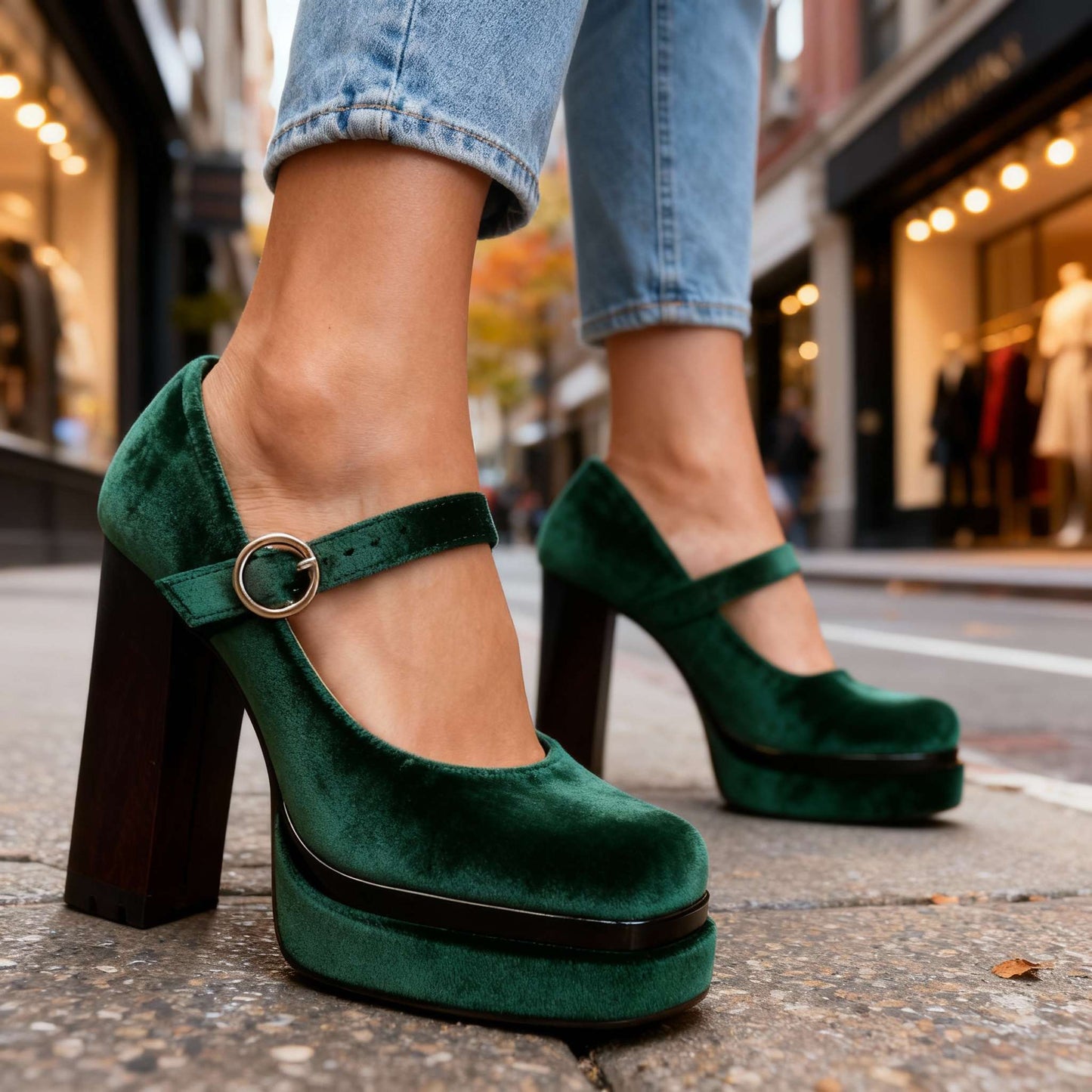 Women's Block Heel Shoes with Cushioned Insole