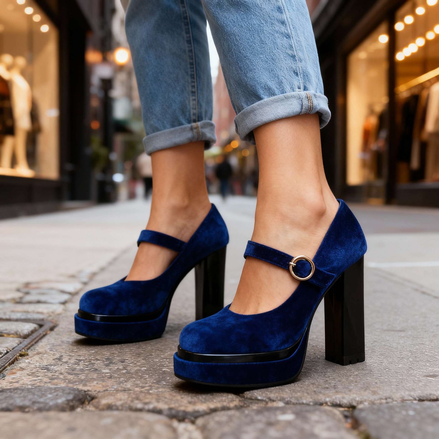Women's Block Heel Shoes with Cushioned Insole