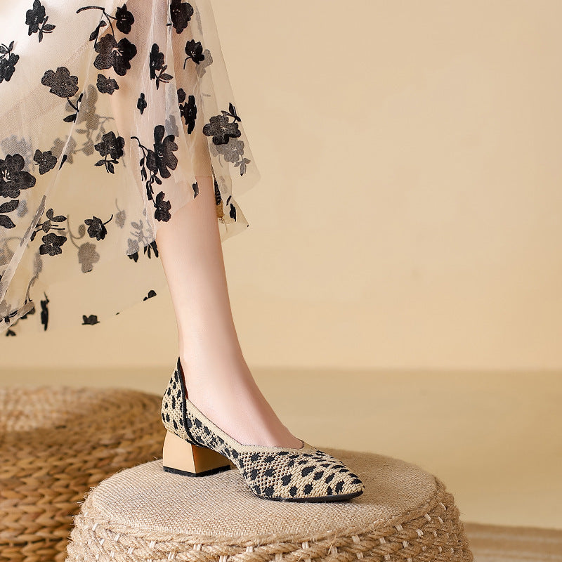 Women's Block Heel Shoes with Cushioned Insole