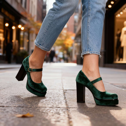 Women's Block Heel Shoes with Cushioned Insole
