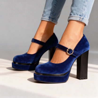 Women's Block Heel Shoes with Cushioned Insole