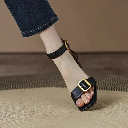 Women's Block Heeled Sandals with Adjustable Ankle Strap
