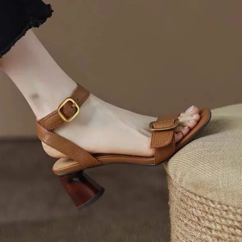 Women's Block Heeled Sandals with Adjustable Ankle Strap