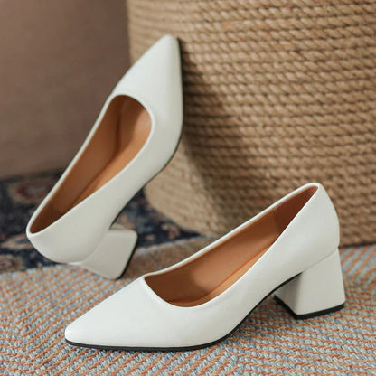 Women's Block Heels with Closed Toe and Cushioned Insole