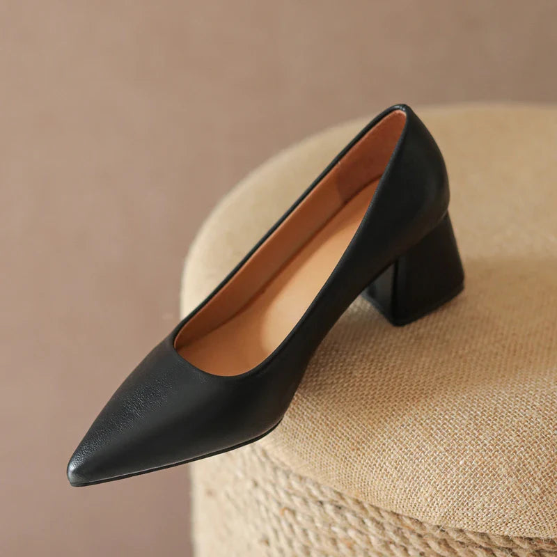 Women's Block Heels with Closed Toe and Cushioned Insole