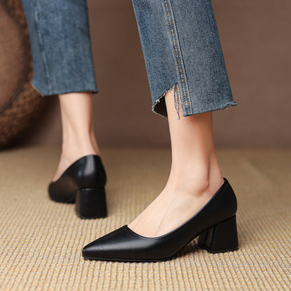 Women's Block Heels with Closed Toe and Cushioned Insole