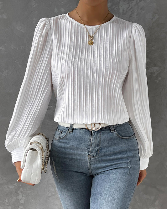 Women's Blouse with Elegant Lantern Sleeves for Everyday Comfort