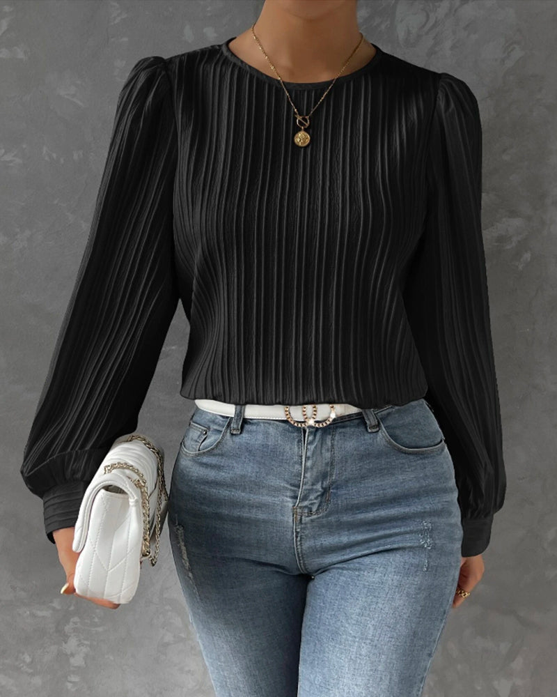 Women's Blouse with Elegant Lantern Sleeves for Everyday Comfort