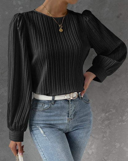 Women's Blouse with Elegant Lantern Sleeves for Everyday Comfort