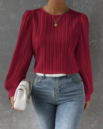 Women's Blouse with Elegant Lantern Sleeves for Everyday Comfort