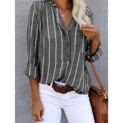 Women's Blouse with Elegant Stripes and Loose Fit