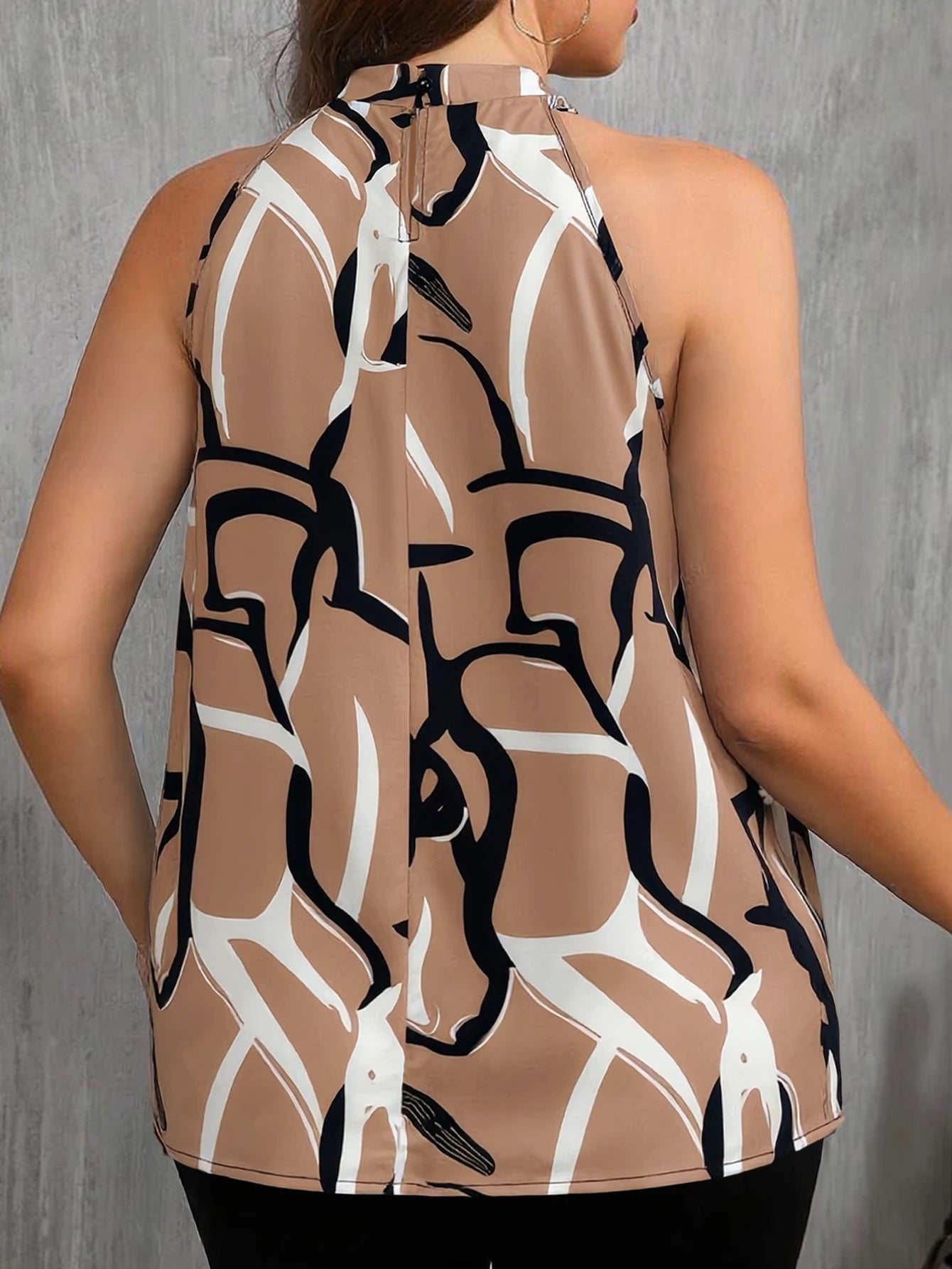 Women's Blouse with Halter Neck and Abstract Print