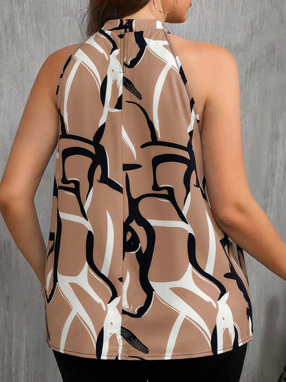 Women's Blouse with Halter Neck and Abstract Print