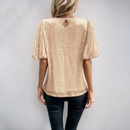Women's Blouse with Voluminous Puff Sleeves for Elegant Style