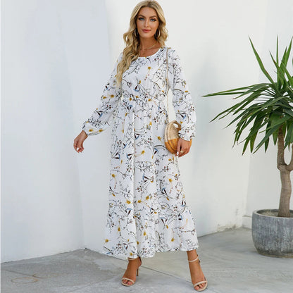 Women's Bohemian Maxi Dress with Long Sleeves
