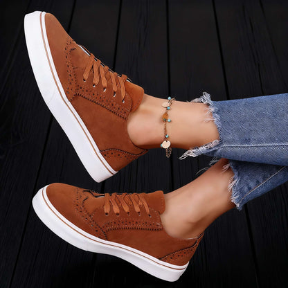 Women's Brogue Trainers with Vegan Leather Upper