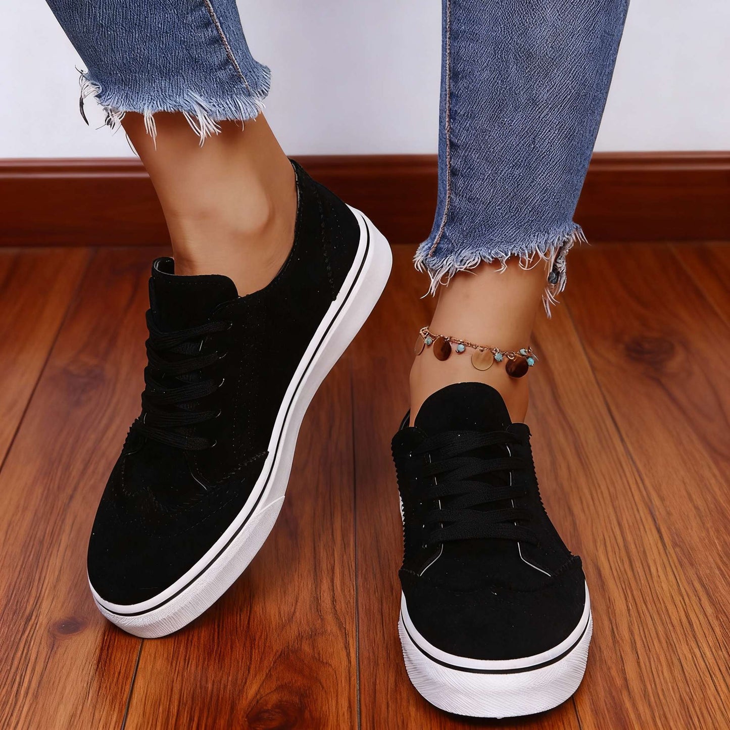 Women's Brogue Trainers with Vegan Leather Upper