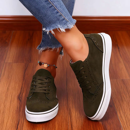 Women's Brogue Trainers with Vegan Leather Upper