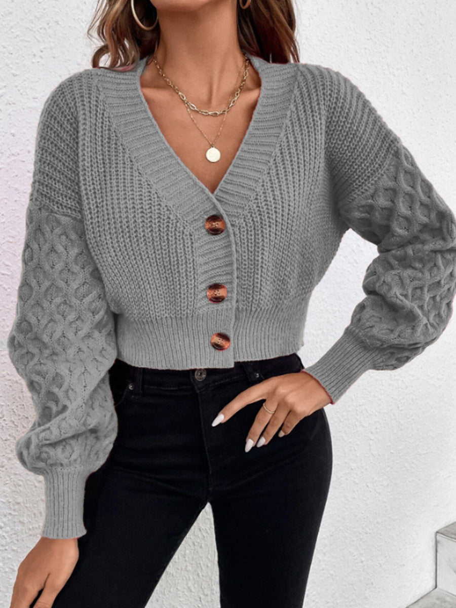 Women's Cable Knit Cardigan with V-Neckline for Elegant Comfort