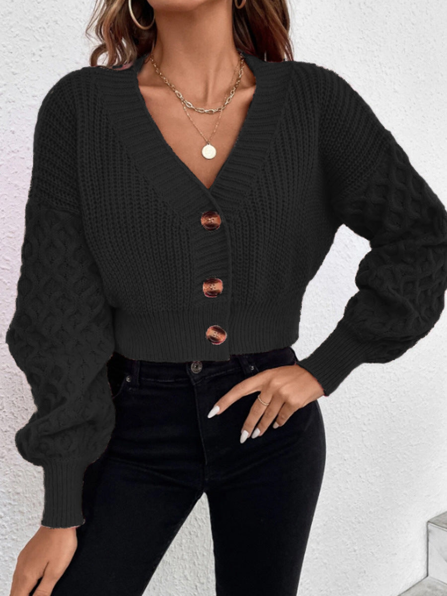 Women's Cable Knit Cardigan with V-Neckline for Elegant Comfort