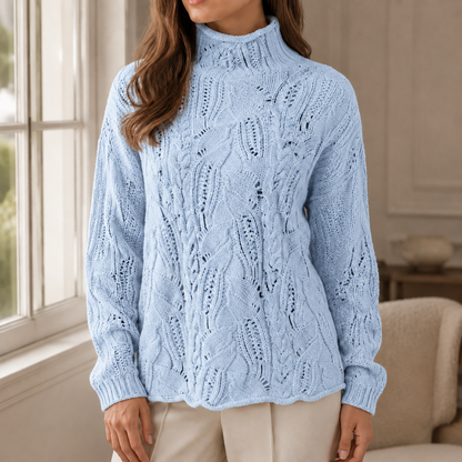Women's Cable Knit Turtleneck Jumper in Premium Knit Blend