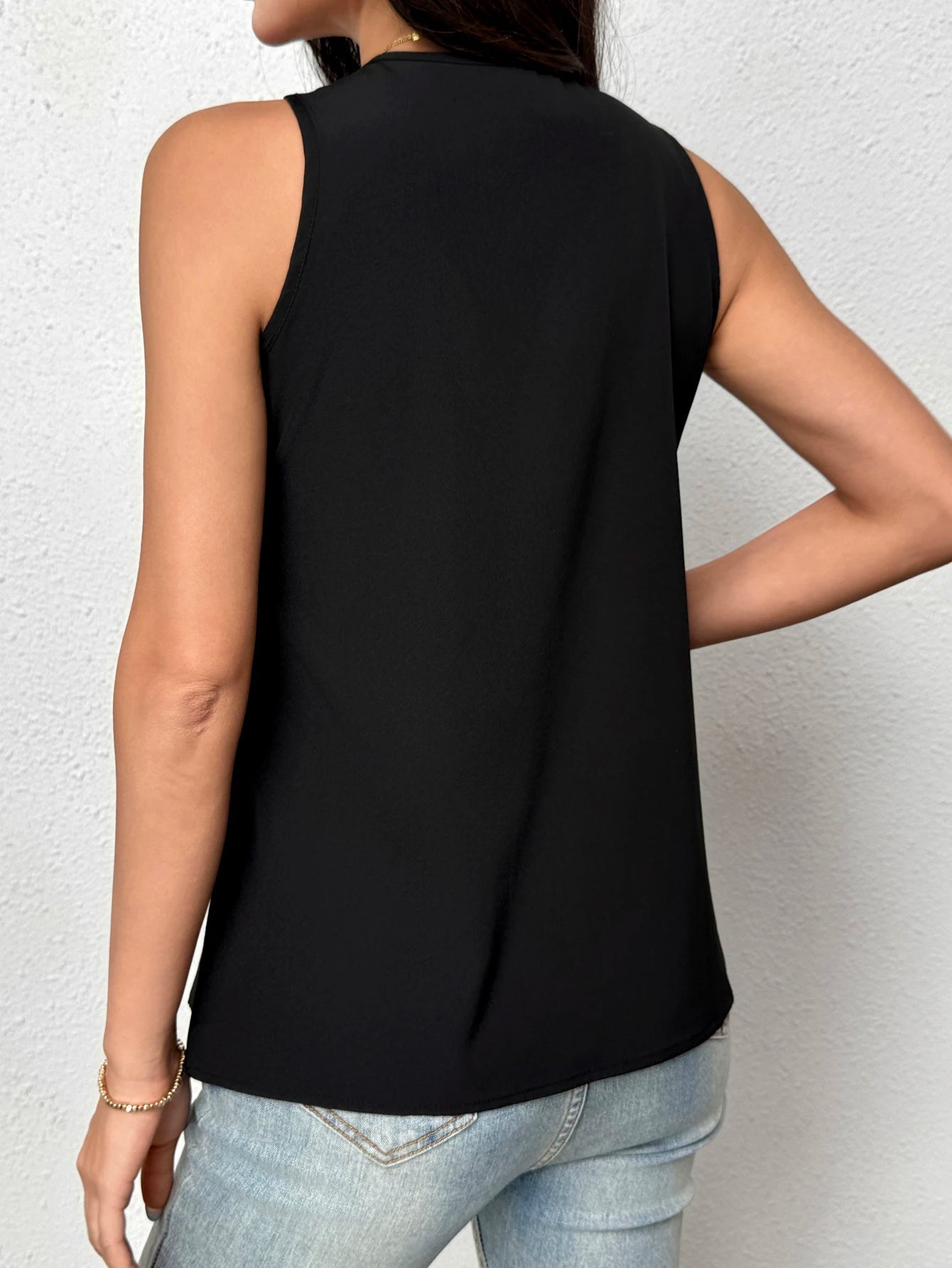 Women's Camisole Top with Lace Trim and V-Neck