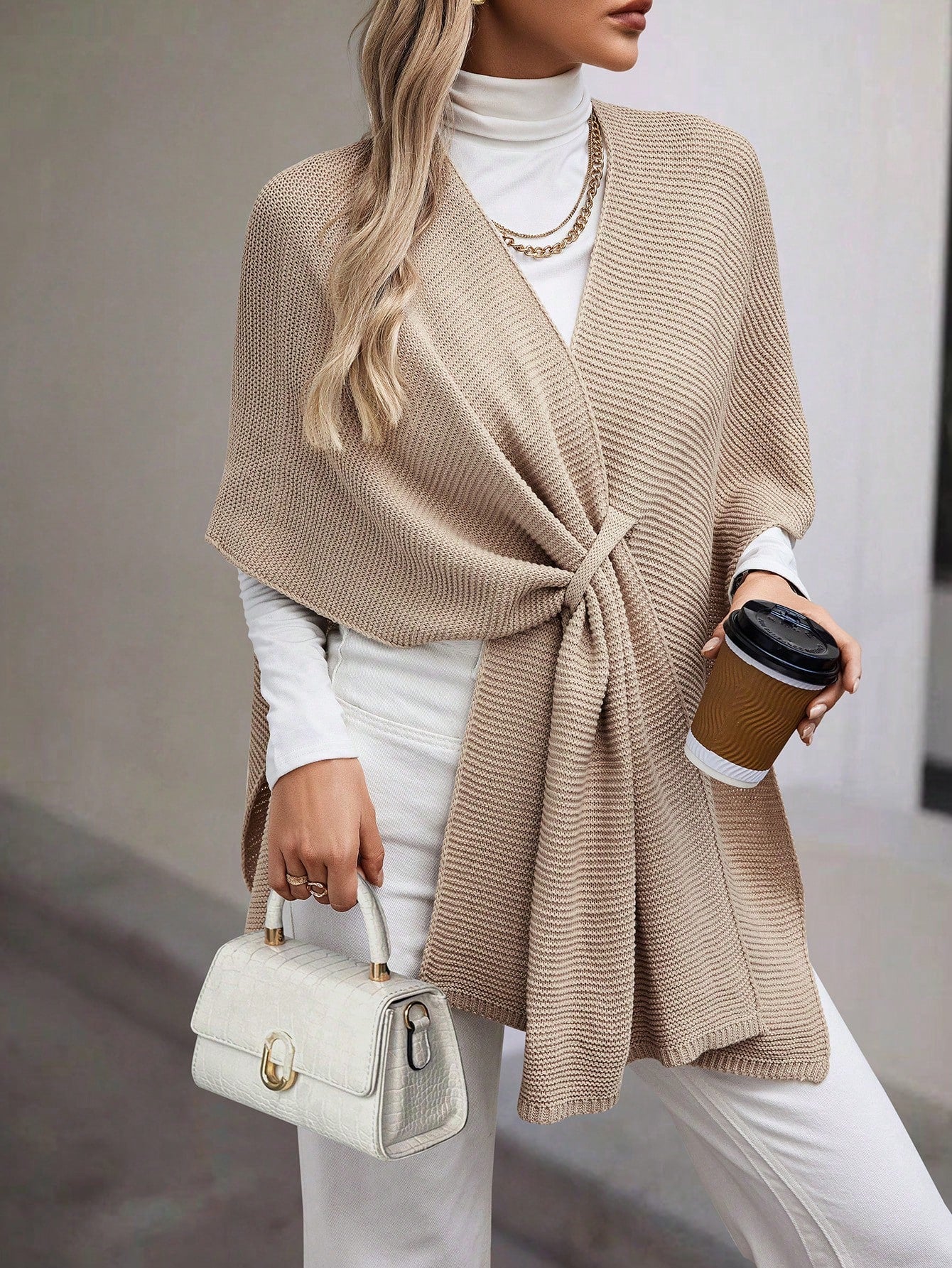 Women's Cardigan with Asymmetric Hem and Short Sleeves