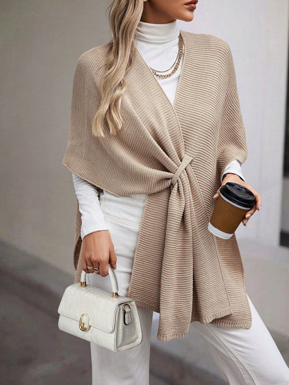 Women's Cardigan with Asymmetric Hem and Short Sleeves