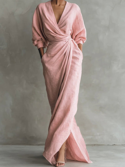 Women's Casual Dress with Elegant V-Neck