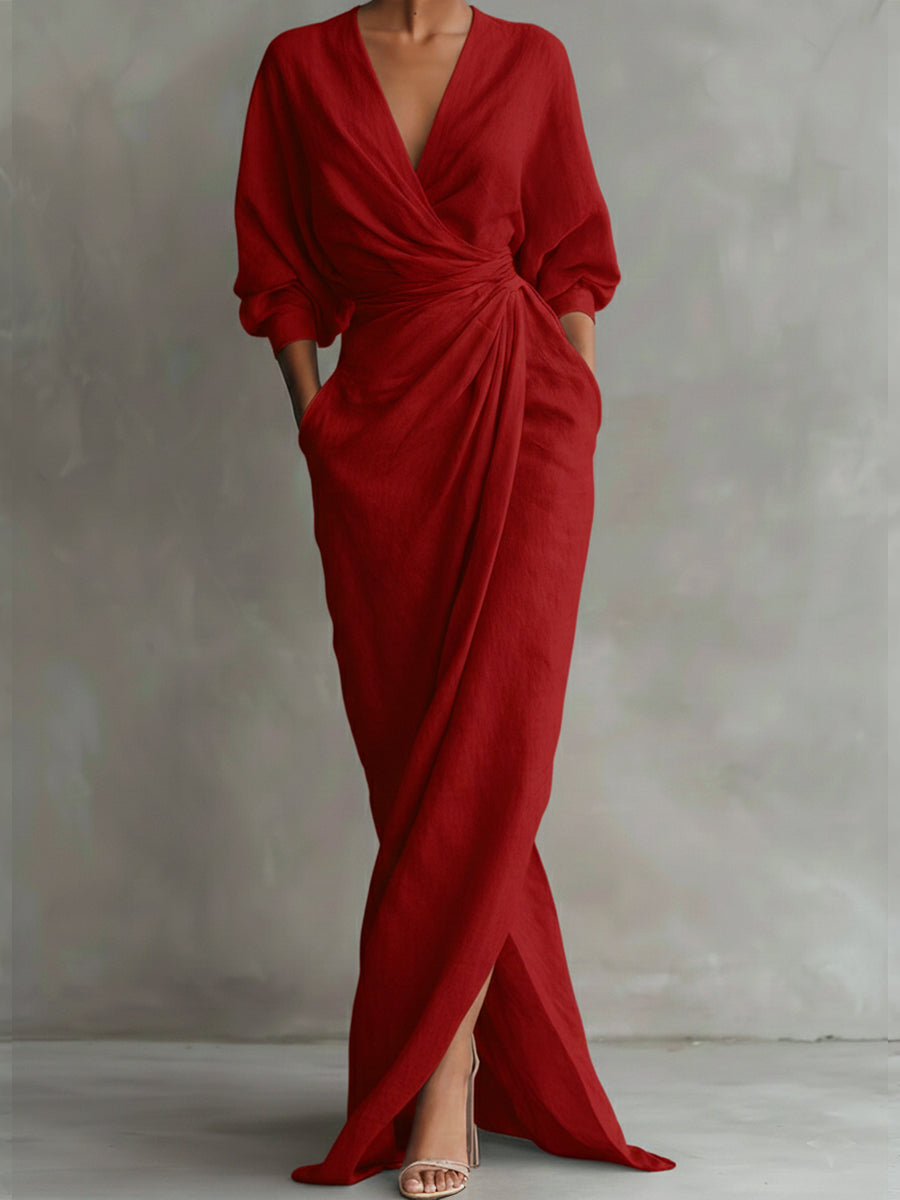 Women's Casual Dress with Elegant V-Neck