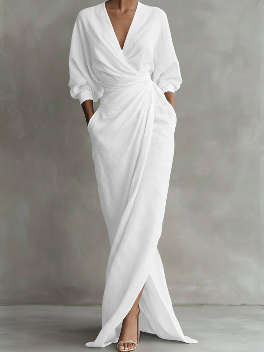 Women's Casual Dress with Elegant V-Neck