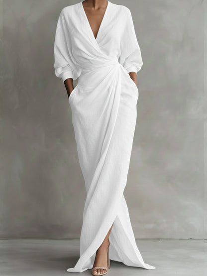 Women's Casual Dress with Elegant V-Neck