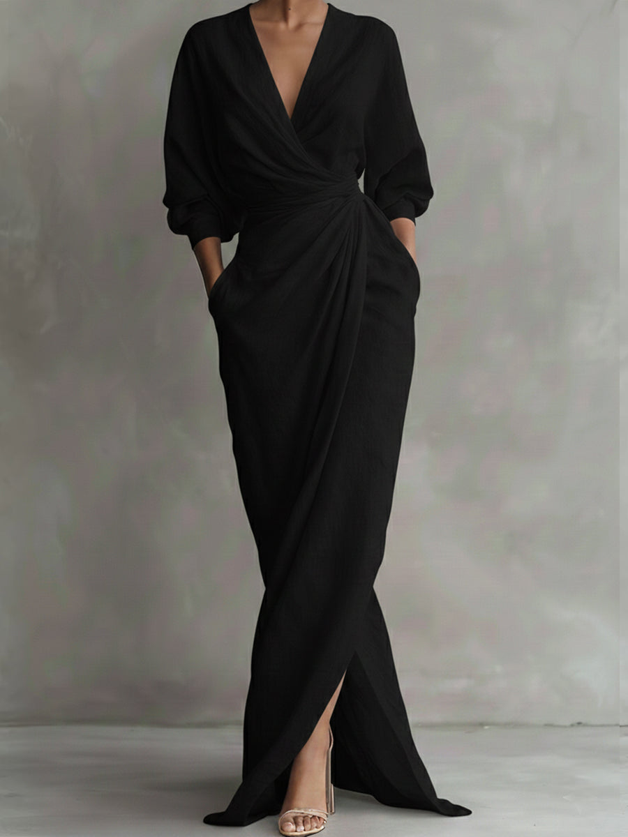 Women's Casual Dress with Elegant V-Neck
