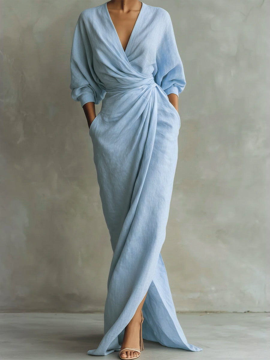 Women's Casual Dress with Elegant V-Neck