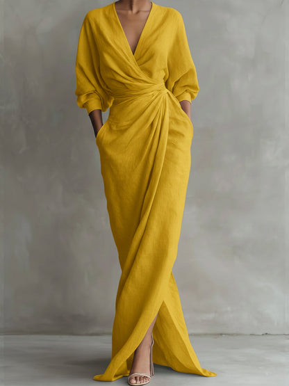 Women's Casual Dress with Elegant V-Neck